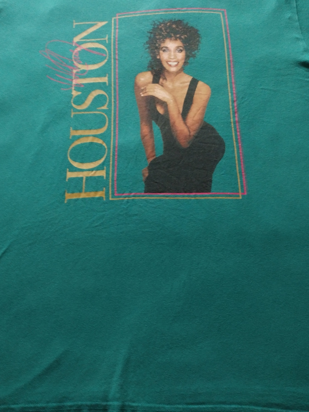 Whitney Houston Women's XL Teal Lee's Graphic Picture T Shirt